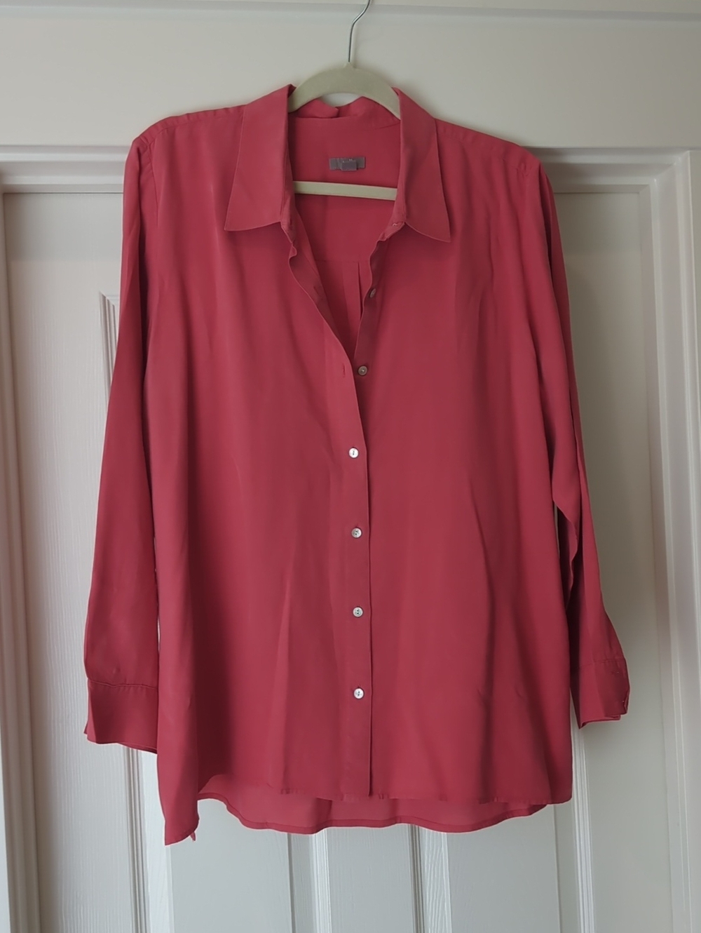 J Jill Shirt Womens XL Pink 100% Silk Button Down Long Sleeve Top Blouse